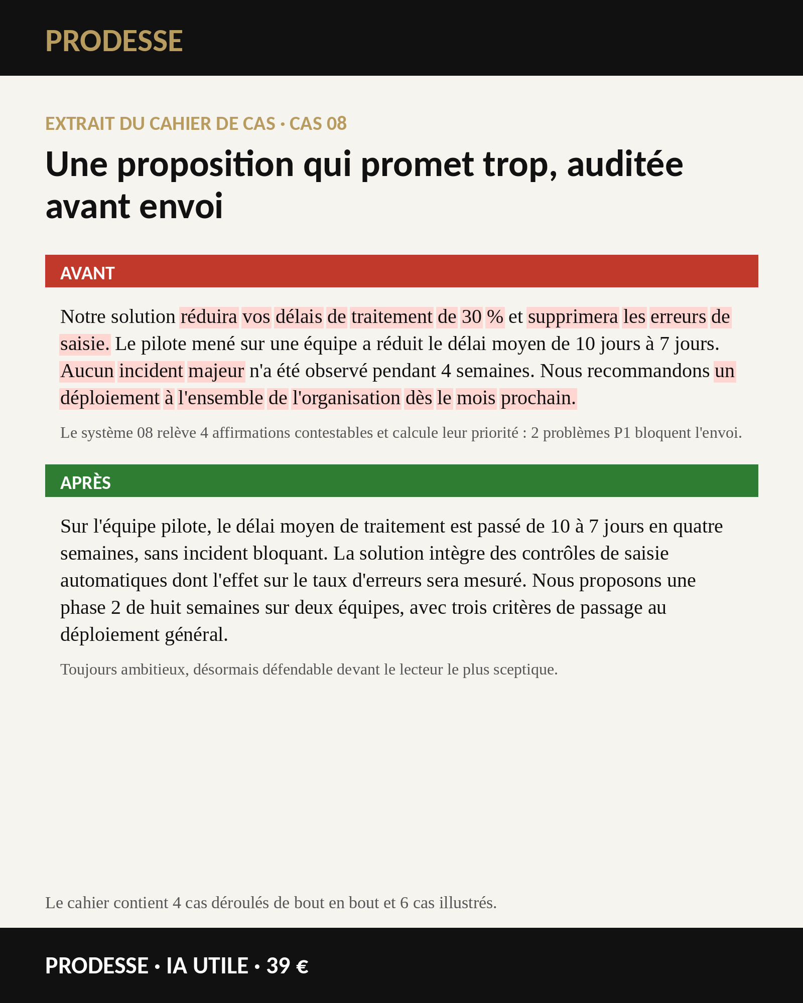 Aperçu d’un cas pratique PRODESSE